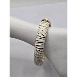 Zebra Print enameled CLAMPER HINGED  BRACELET